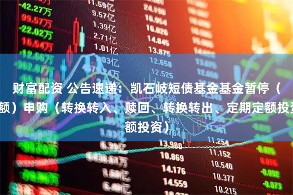 财富配资 公告速递：凯石岐短债基金基金暂停（大额）申购（转换转入、赎回、转换转出、定期定额投资）