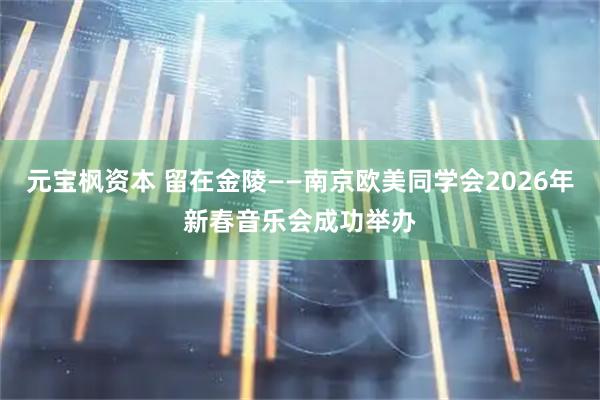 元宝枫资本 留在金陵——南京欧美同学会2026年新春音乐会成功举办